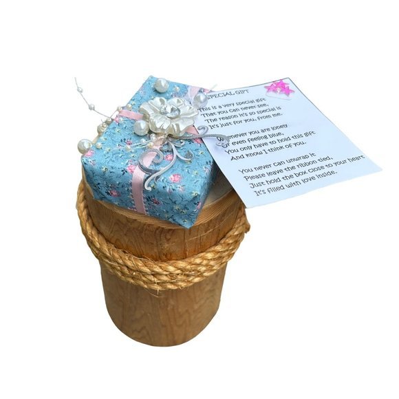 Handcrafted, Embellished, Fabric Wrapped Gift Box - Picture 3 of 6